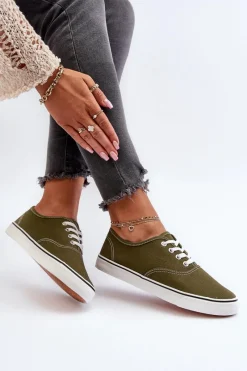 Trampki Damskie Niskie>Boto Tenisówki Trampki Damskie Klasyczne Ciemnozielone Olvali Zielony