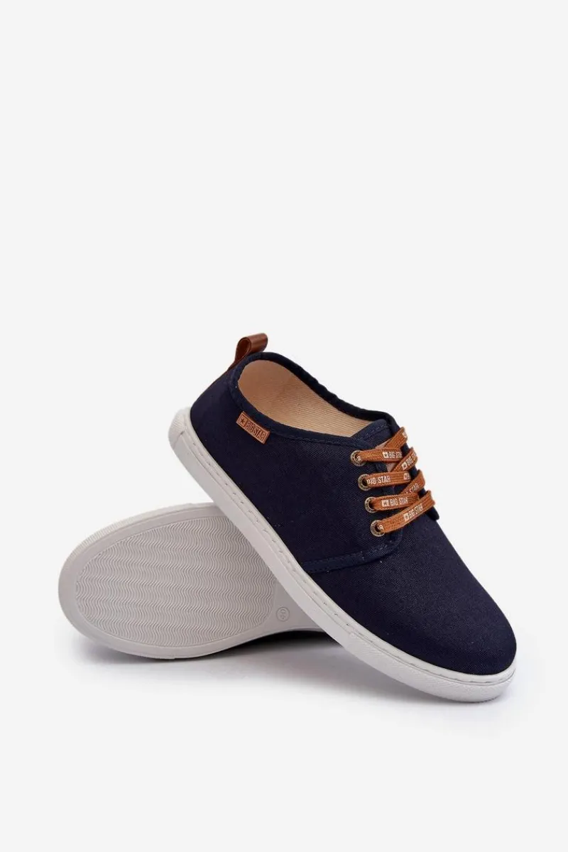 Big Star Shoes Tenisówki Trampki Męskie Big Star NN176002 Memory Foam System Granatowe Niebieski
