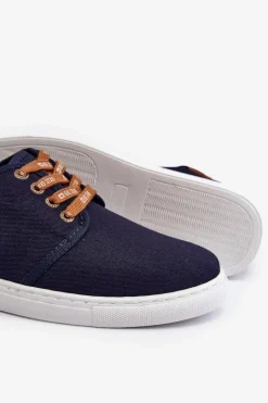 Big Star Shoes Tenisówki Trampki Męskie Big Star NN176002 Memory Foam System Granatowe Niebieski