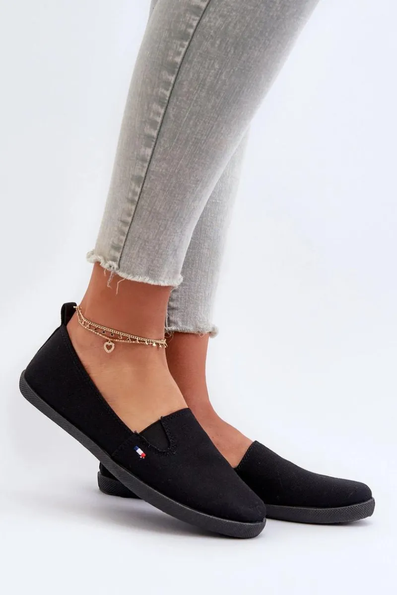 Trampki Damskie Slip-On|Trampki Damskie Niskie>Evento Tenisówki Trampki Slip-On Damskie Czarne Adrancia