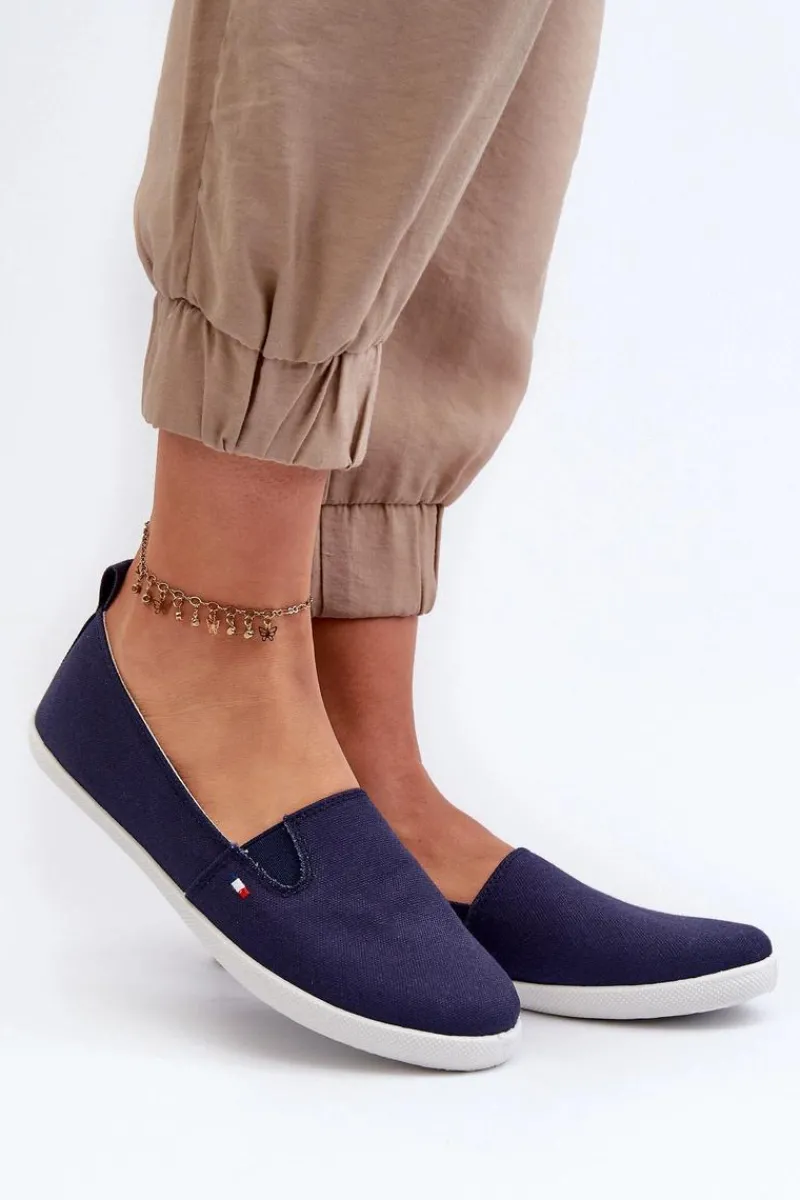 Discount Tenisówki Trampki Slip-On Damskie Granatowe Adrancia Damskie Trampki Damskie Slip-On|Trampki Damskie Niskie