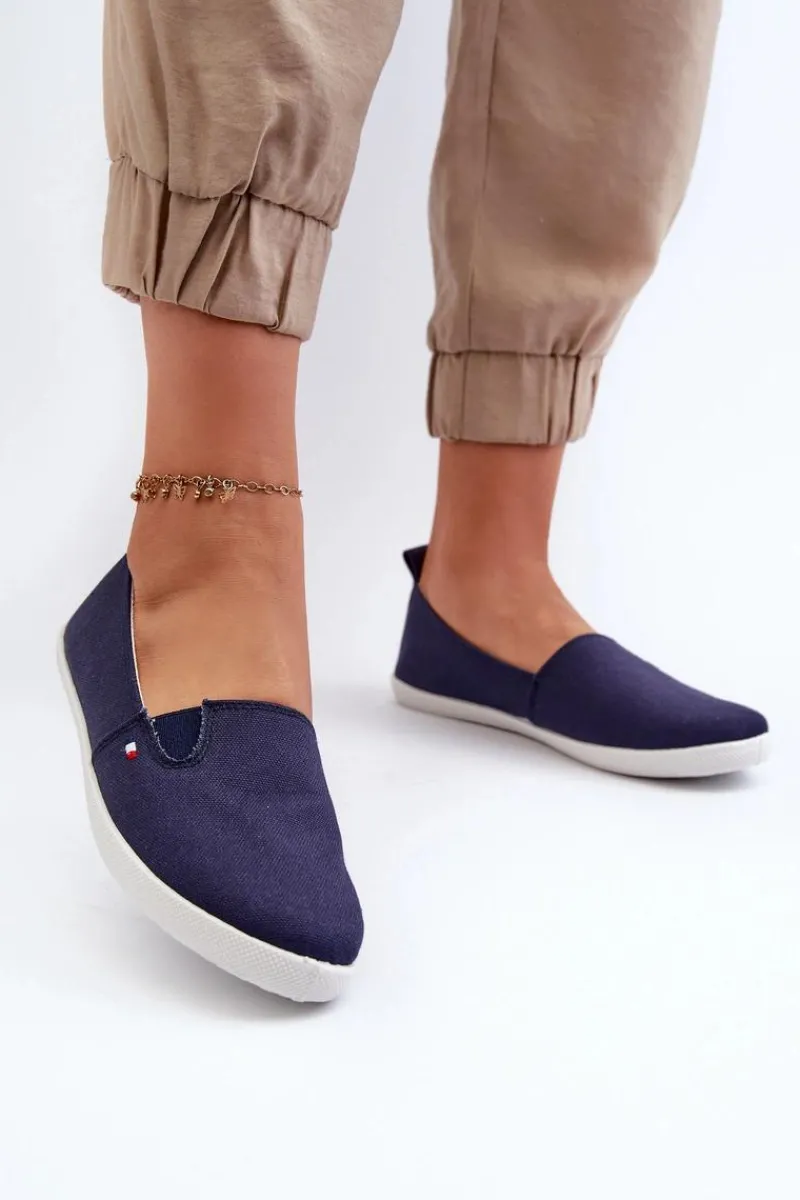 Discount Tenisówki Trampki Slip-On Damskie Granatowe Adrancia Damskie Trampki Damskie Slip-On|Trampki Damskie Niskie