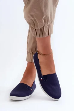 Discount Tenisówki Trampki Slip-On Damskie Granatowe Adrancia Damskie Trampki Damskie Slip-On|Trampki Damskie Niskie