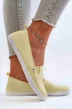 Best Evento Tenisówki Trampki Slip-On Damskie Żółte Adrancia Żółty