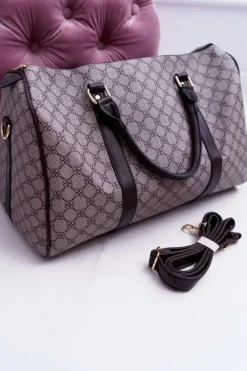 Sale Torba Damska Duża Kuferek Szara Torebki Klasyczne