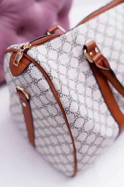 Best Boto Torba Damska Duża Kuferek Brązowo Beżowa