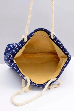 Outlet Torba Damska Duża Marynarska Plażowa Granatowa Torebki Plażowe