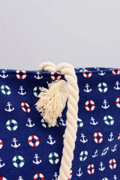 Outlet Torba Damska Duża Marynarska Plażowa Granatowa Torebki Plażowe