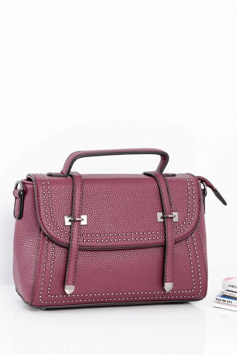 Torebki Kuferki>Boto Torebka Damska Listonoszka Kuferek Dżety Bordowa