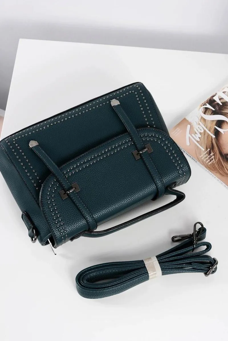 Sale Torebka Damska Listonoszka Kuferek Dżety Zielona Torebki Kuferki