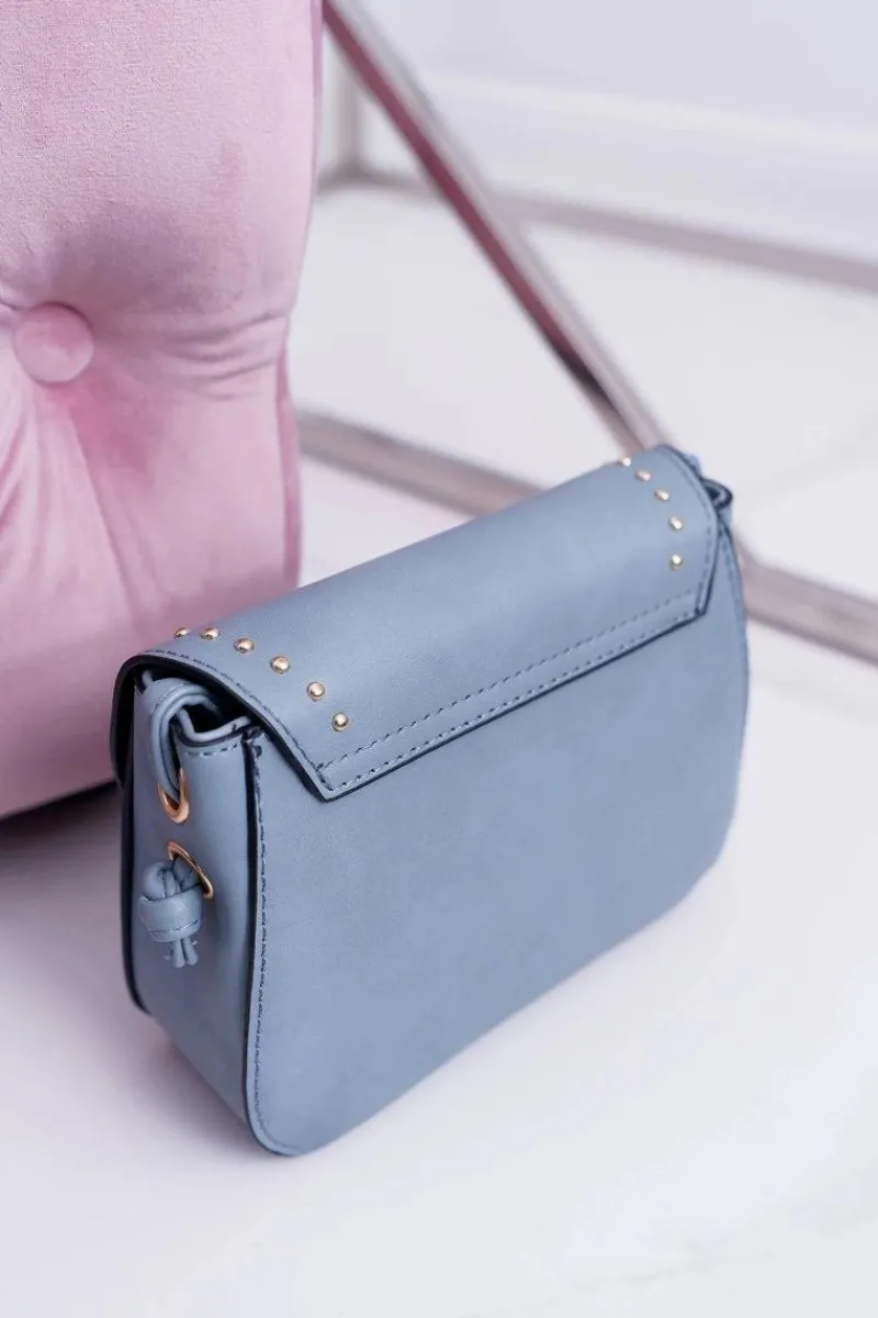 Torebki Kuferki>Boto Torebka Damska Mała Kuferek Złote Nity Niebieska