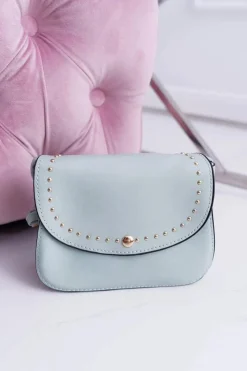 Hot Torebka Damska Mała Kuferek Złote Nity Miętowa Torebki Kuferki