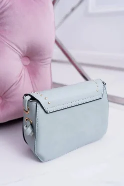 Hot Torebka Damska Mała Kuferek Złote Nity Miętowa Torebki Kuferki