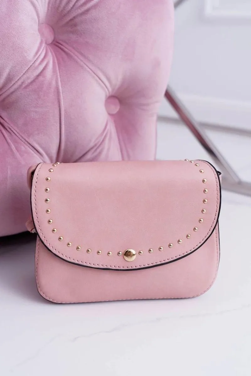 Torebki Kuferki>Boto Torebka Damska Mała Kuferek Złote Nity Różowa