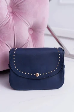 Discount Torebka Damska Mała Kuferek Złote Nity Granatowa Torebki Kuferki