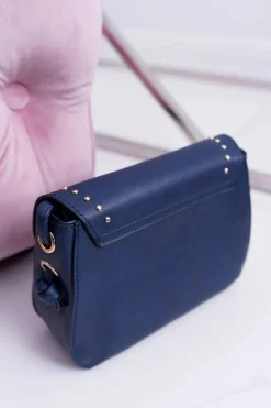 Discount Torebka Damska Mała Kuferek Złote Nity Granatowa Torebki Kuferki