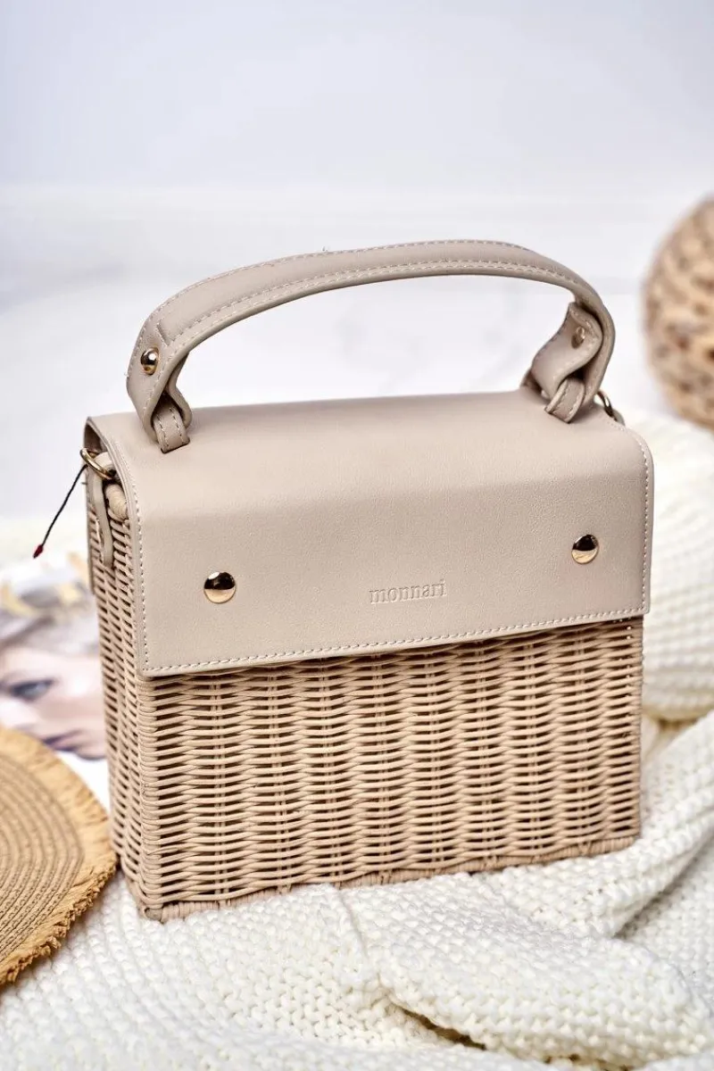 Hot Torebka Damska Beżowa Kuferek BAG3660-015 Torebki Monnari|Torebki Kuferki