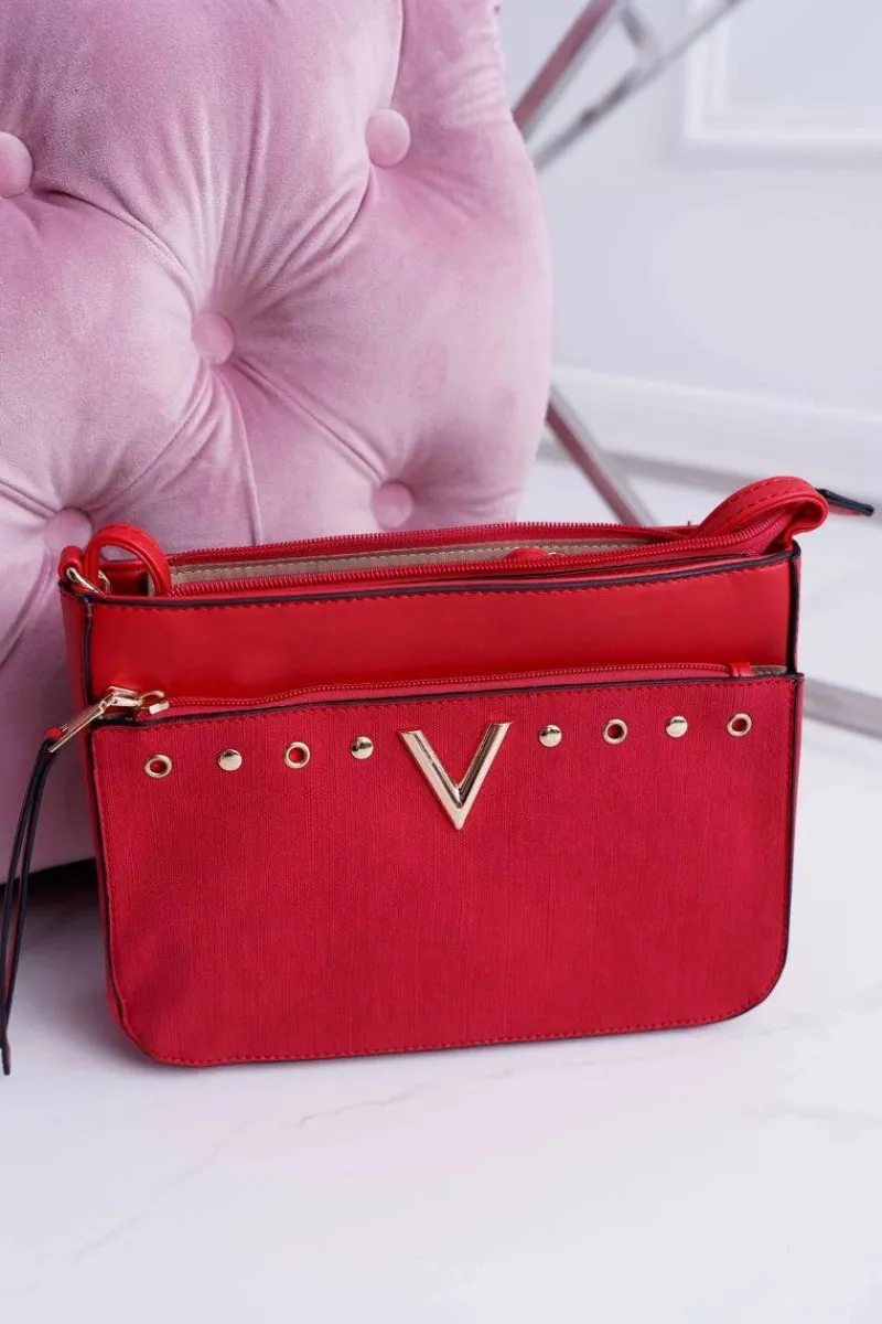 Torebki Klasyczne>Boto Torebka Damska Na Ramię Czerwona Złota Literka V