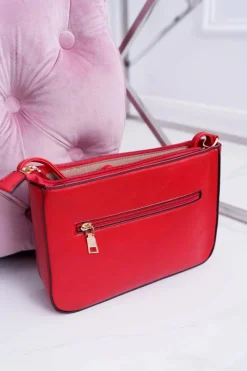 Torebki Klasyczne>Boto Torebka Damska Na Ramię Czerwona Złota Literka V