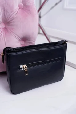 New Boto Torebka Damska Na Ramię Czarna Złota Literka V