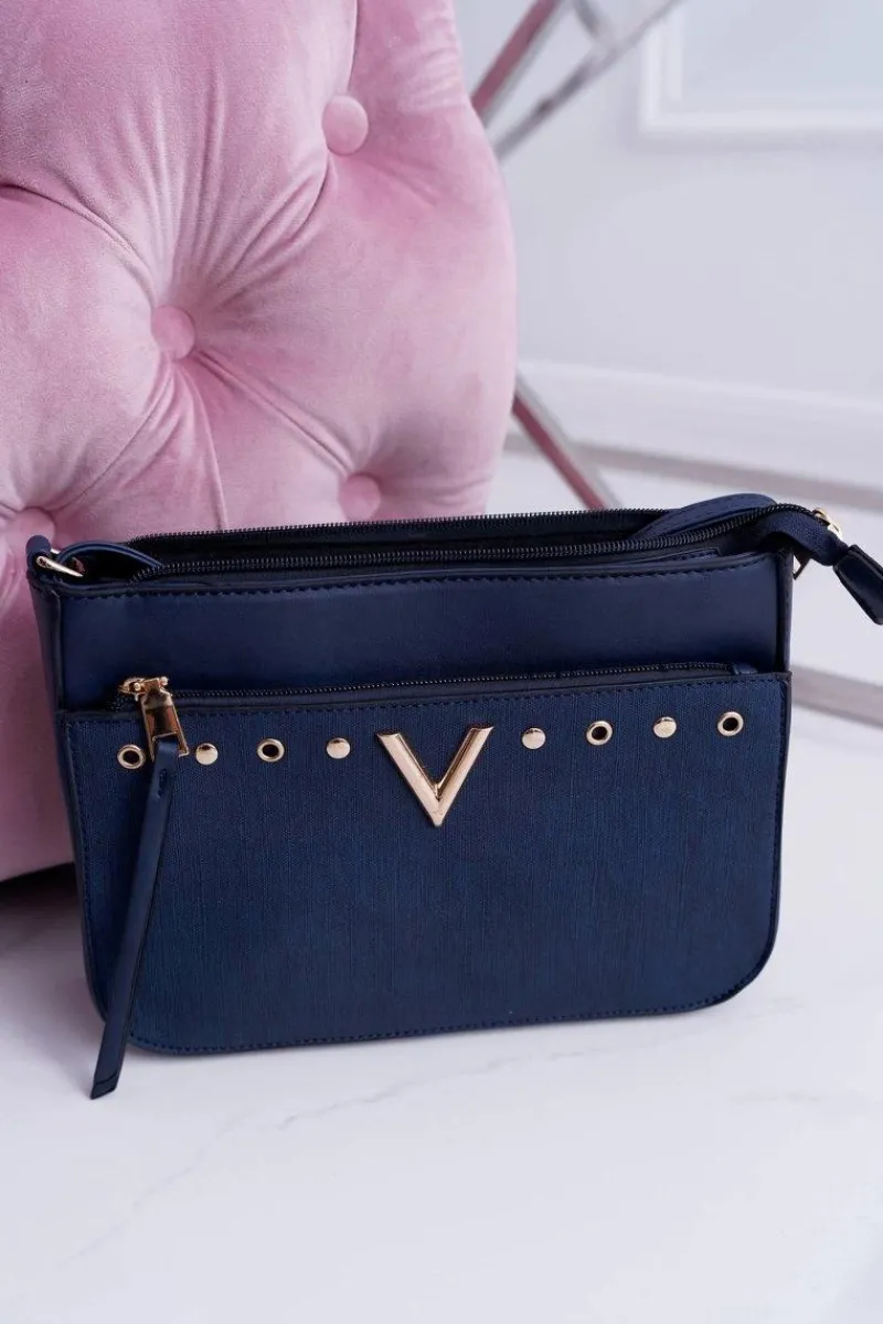 Torebka Damska Na Ramię Granatowa Złota Literka V Torebki Klasyczne