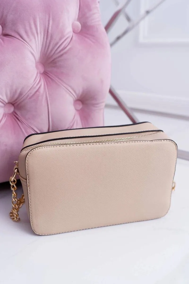 Clearance Boto Torebka Damska Na Ramię Ze Złotym Łańcuszkiem Beżowa