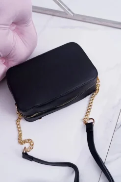 Kopertówki>Boto Torebka Damska Na Ramię Ze Złotym Łańcuszkiem Czarna