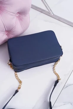 Sale Torebka Damska Na Ramię Ze Złotym Łańcuszkiem Granatowa Kopertówki