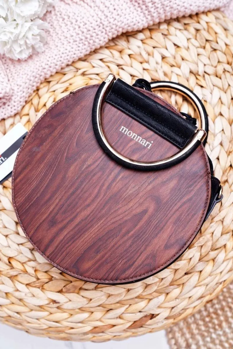 Best Monnari Torebka Damska Okrągła Brązowo Czarna BAG9340-017