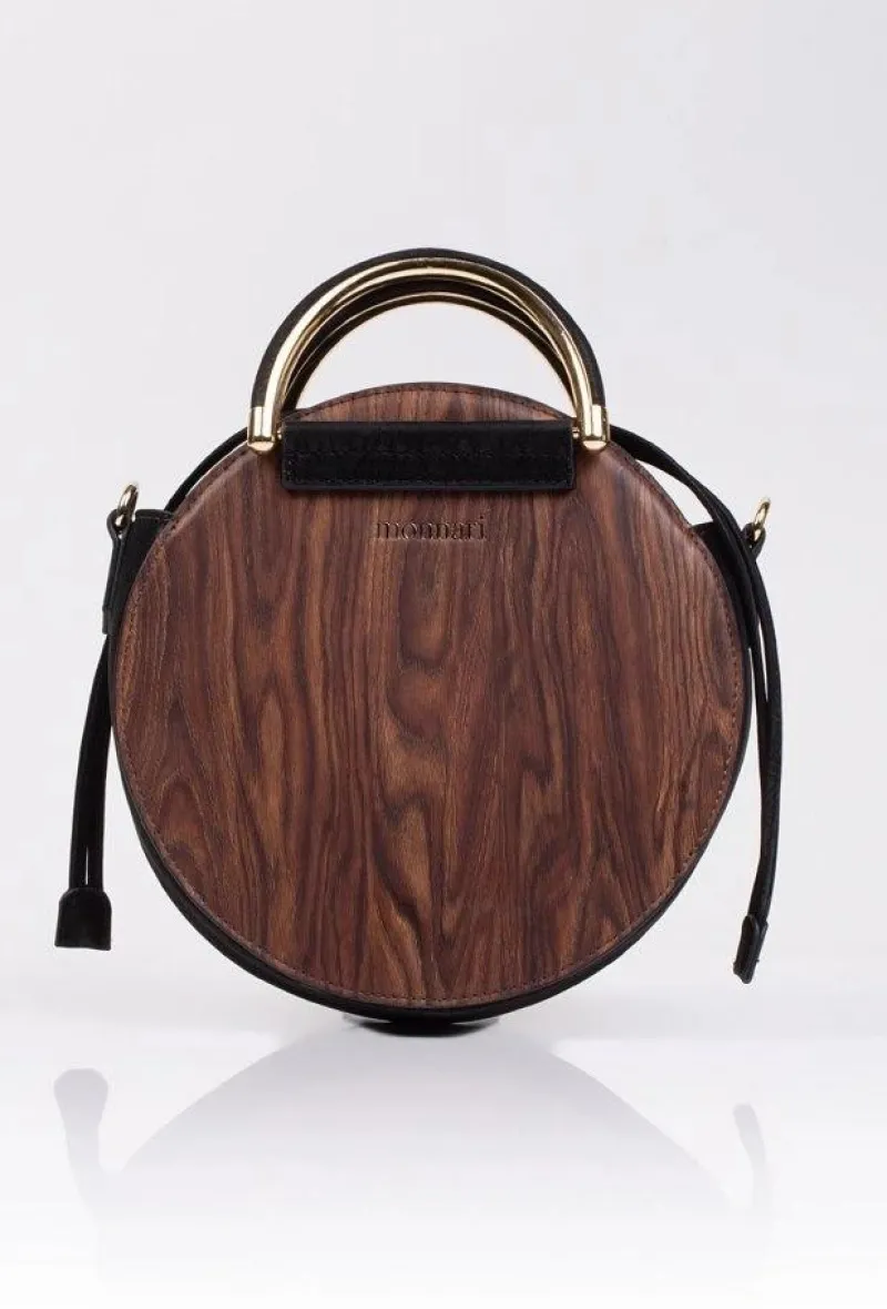 Best Monnari Torebka Damska Okrągła Brązowo Czarna BAG9340-017