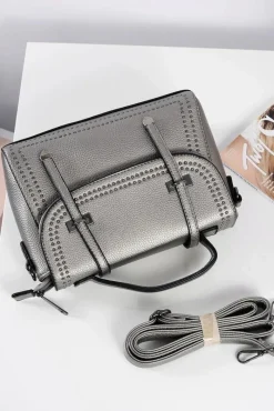 Sale Boto Torebka Damska Srebrna Listonoszka Kuferek Dżety