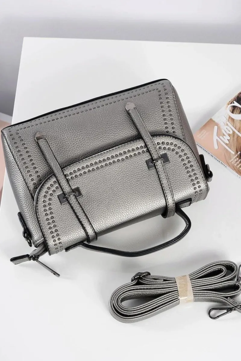 Sale Boto Torebka Damska Srebrna Listonoszka Kuferek Dżety