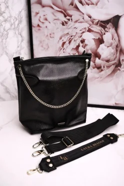 Sale Boto Torebka Damska Z Odpinanymi Paskami LAURA BIAGGI Lakierowana Czarna