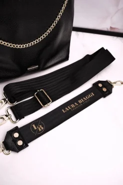 Sale Boto Torebka Damska Z Odpinanymi Paskami LAURA BIAGGI Lakierowana Czarna