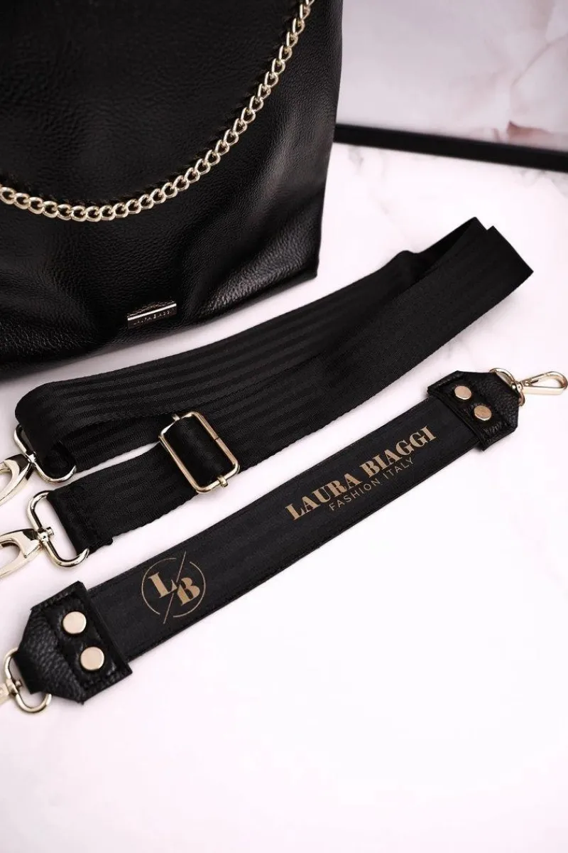 Sale Boto Torebka Damska Z Odpinanymi Paskami LAURA BIAGGI Lakierowana Czarna