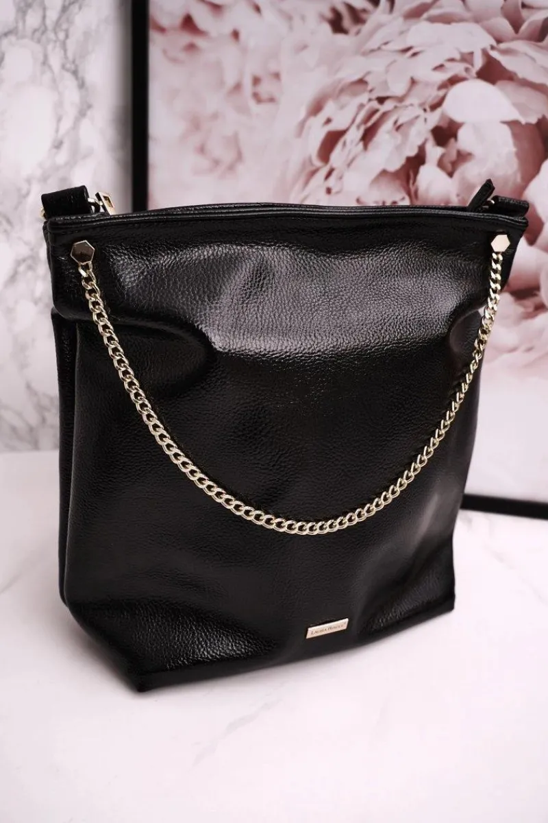 Sale Boto Torebka Damska Z Odpinanymi Paskami LAURA BIAGGI Lakierowana Czarna