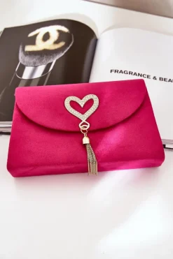 Online Boto Torebka Kopertówka Z Ozdobnym Sercem Eko Zamszowa Fuksja Evilinas