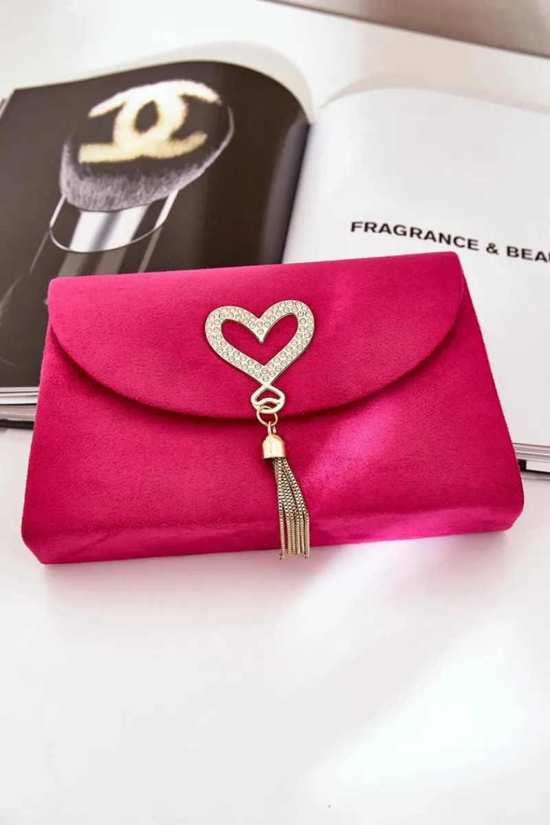 Online Boto Torebka Kopertówka Z Ozdobnym Sercem Eko Zamszowa Fuksja Evilinas