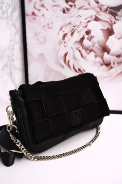 Discount Boto Torebka Kopertówka Z Zamszową Plecionką LAURA BIAGGI Czarna