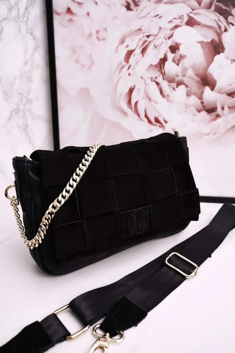 Discount Boto Torebka Kopertówka Z Zamszową Plecionką LAURA BIAGGI Czarna