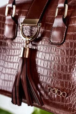 Hot Nobo Torebka Kuferek Do Ręki L1440 Brązowa