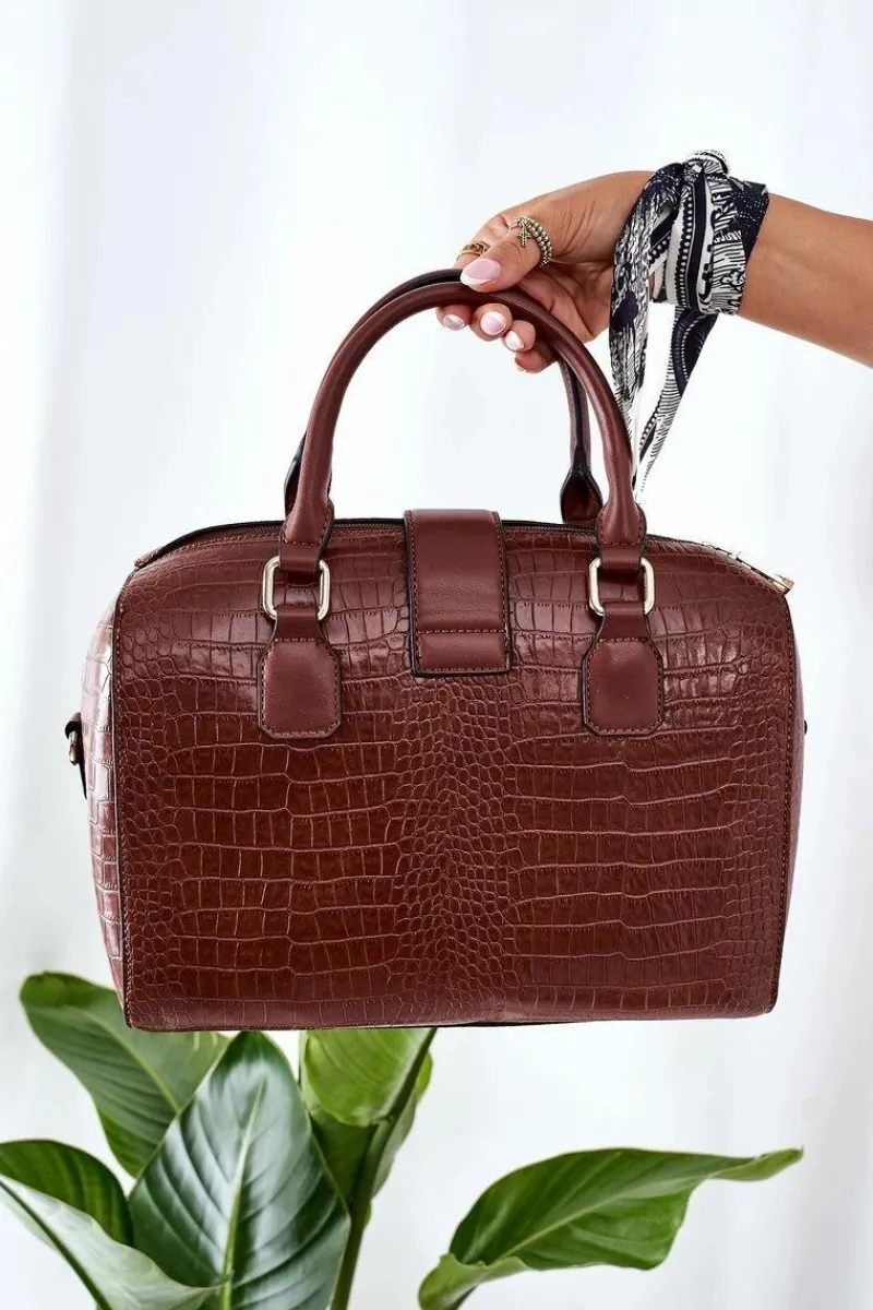 Hot Nobo Torebka Kuferek Do Ręki L1440 Brązowa