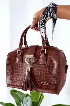 Hot Nobo Torebka Kuferek Do Ręki L1440 Brązowa