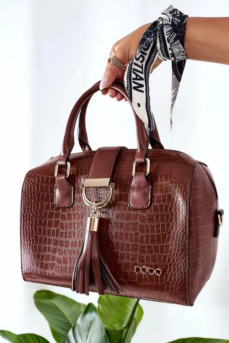 Hot Nobo Torebka Kuferek Do Ręki L1440 Brązowa