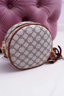 Torebki Kuferki>Boto Torebka Kuferek Okrągły Beżowo Brązowy