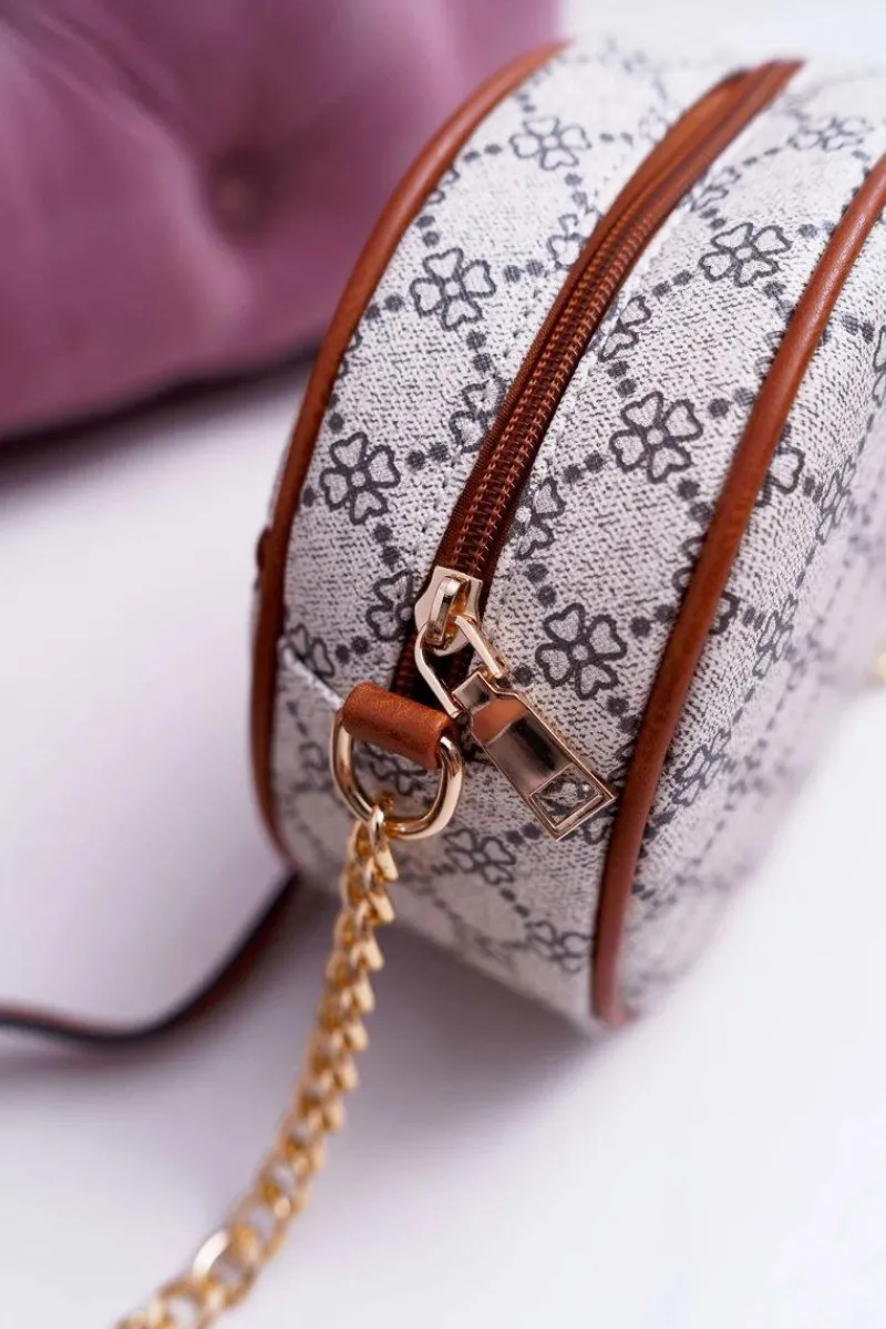 Torebki Kuferki>Boto Torebka Kuferek Okrągły Beżowo Brązowy