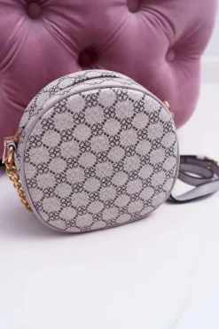 Clearance Torebka Kuferek Okrągły Beżowo Szara Torebki Kuferki