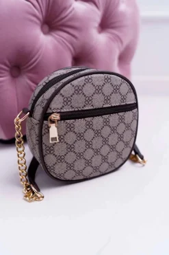 Online Torebka Kuferek Okrągły Kawowa Torebki Kuferki