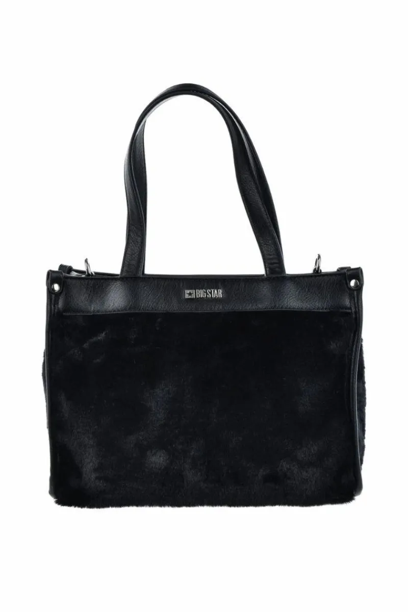 Torebki Kuferki|Torebki Klasyczne>Big Star Shoes Torebka Kuferek Z Futerkiem Big Star OO574067 Czarna