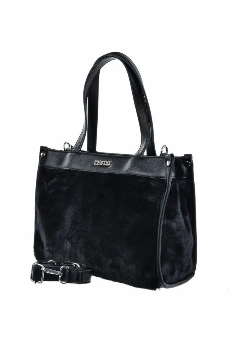 Torebki Kuferki|Torebki Klasyczne>Big Star Shoes Torebka Kuferek Z Futerkiem Big Star OO574067 Czarna